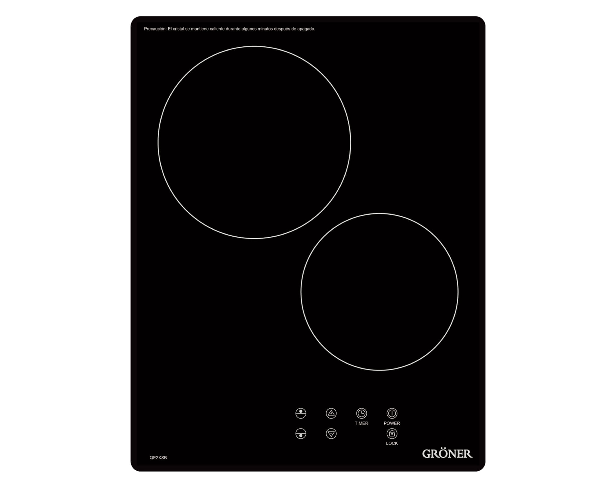 Groner Encimera vitrocerámica QE2XSB negro 2 quemadores