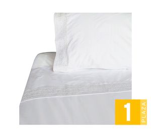 Juego de sábanas 1 plaza 180 hilos broderie blanco
