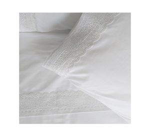 Juego de sábanas 1 plaza 180 hilos broderie blanco