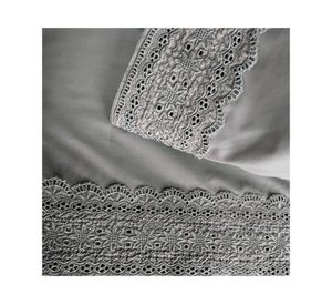 Juego de sábanas 2 plazas 180 hilos broderie gris