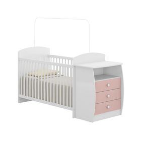 Cuna de madera con cómoda 3 cajones