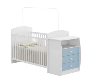 Cuna de madera con cómoda 3 cajones