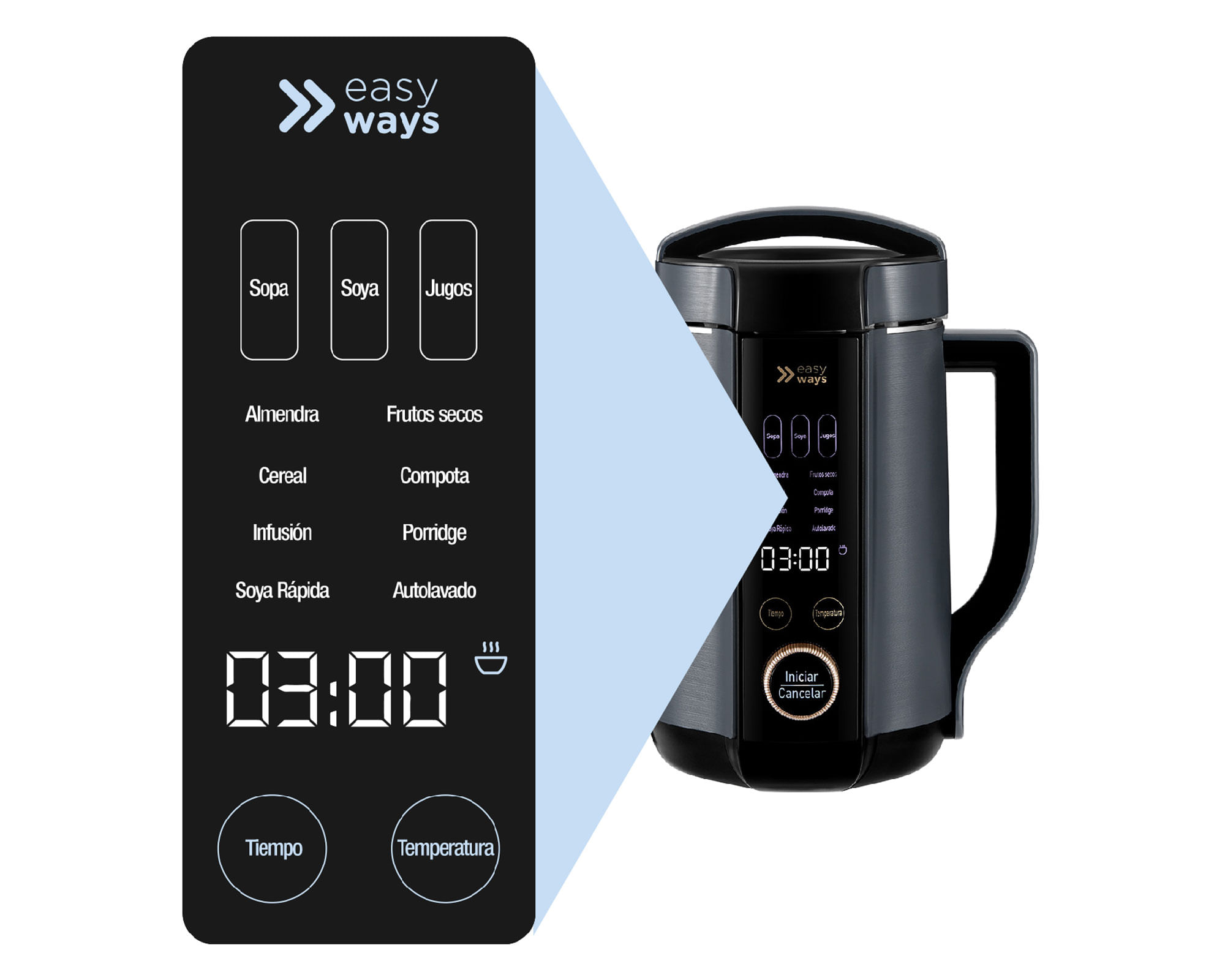 Prensadora de bebidas negro 1.3 lt | Easy.cl