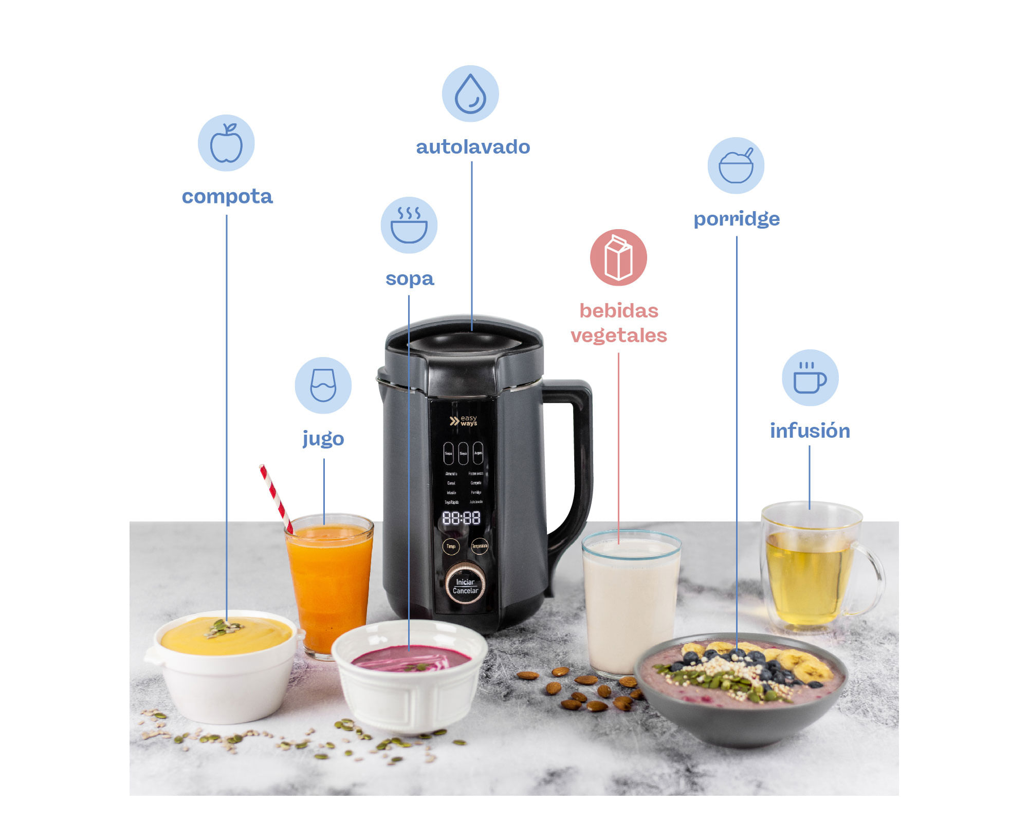 Easy come Easy go① Prensadora de bebidas negro 1.3 lt | Easy.cl