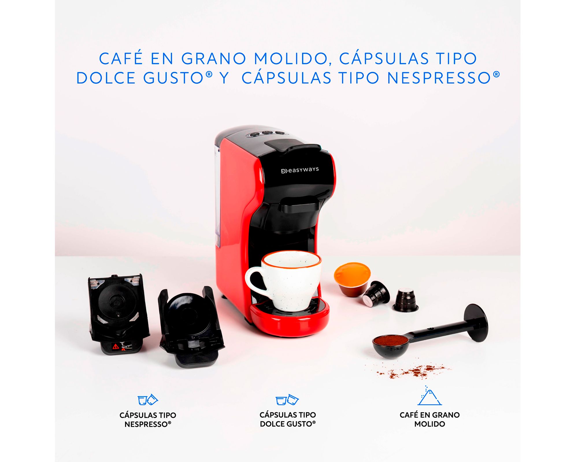 Cafetera Expresso Milano Coffee 3 en 1 rojo EasyWays.