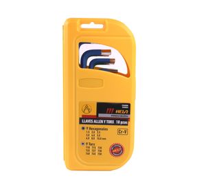 Llave allen + 18 piezas tornillos amarillo