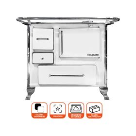 Cocina leña Llaima mueble 80 blanco