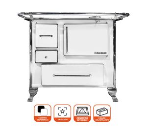 Cocina leña Llaima mueble 80 blanco