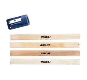 Juego lápices + sacapuntas RVO18-N carpintero madera acero plástico x5 piezas Robust