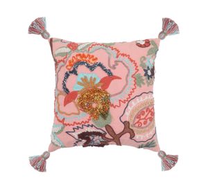 Cojín bordado 45x45 cm Borlas