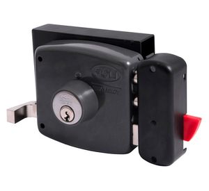 Cerradura sobreponer 30 mm con bandera y caja 1995 negro Poli