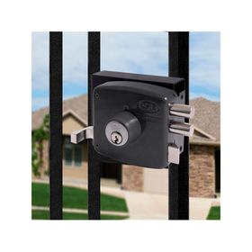 Cerradura sobreponer 30 mm con bandera y caja 1995 negro Poli