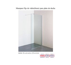 Mampara fija 90x185 cm vidrio 8 mm