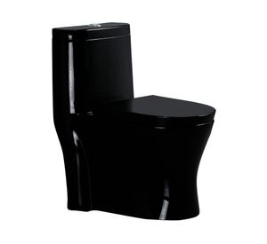 WC one piece piso 30.5 cm botón dual asiento cierre suave negro