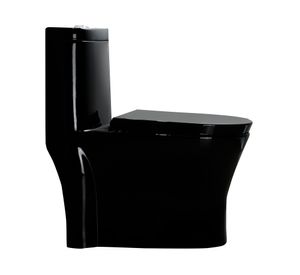 WC one piece piso 30.5 cm botón dual asiento cierre suave negro