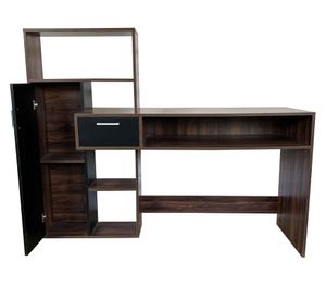 Centro trabajo walnut/negro 1 cajón 1 puerta