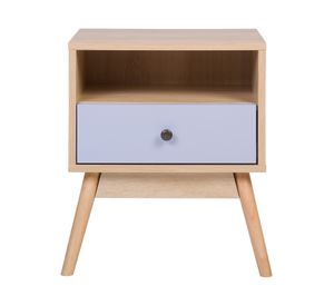 Velador Laika natural/celeste 1 cajón