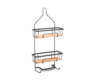 Organizador ducha colgante 61x28.1x11.5 cm negro/bambú