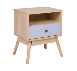 Velador Laika natural/celeste 1 cajón