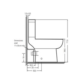 WC two piece piso/muro 20.5/25/30.5 cm Cádiz asiento Soft close