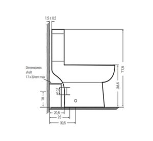 WC two piece piso/muro 20.5/25/30.5 cm Cádiz asiento Soft close