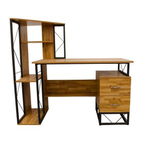 Centro trabajo 2 cajones roble 133x55x124 cm