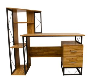 Centro trabajo 2 cajones roble 133x55x124 cm