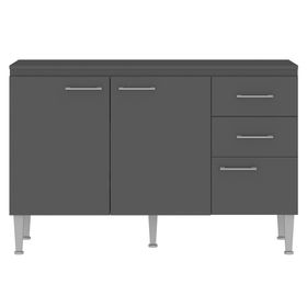 Mueble Base 3 puertas 2 cajones Opie gris