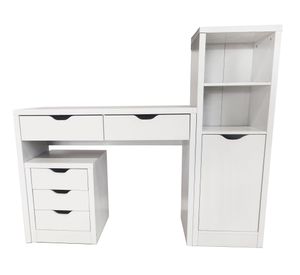 Combo Escritorio 2 cajones + Cajonera 3 cajones + Librero 1 puerta blanco