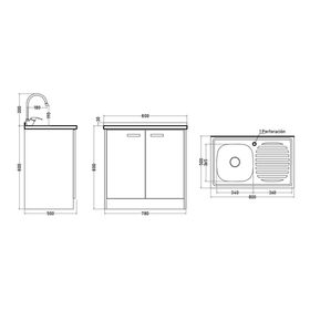 Mueble base lavaplatos 80 cm derecho MUE-KCO80/661BD0 blanco/café Tebisa.