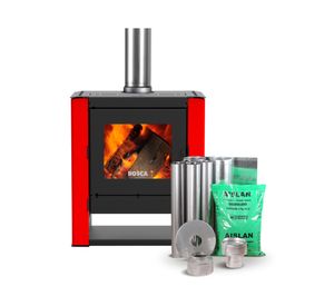 Estufa a leña Gold500 12.2 kW rojo + kit de instalación