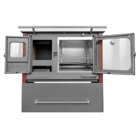 Cocina a leña Europea M80 burdeo/gris 1 quemador