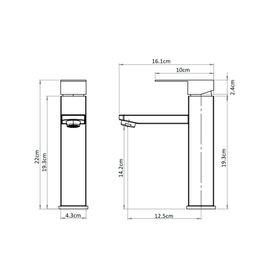 Monomando lavamanos Legge alto negro mate