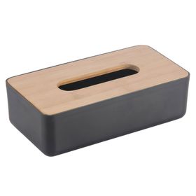 Contenedor pañuelos bambú/negro 24x12.8x7.5 cm