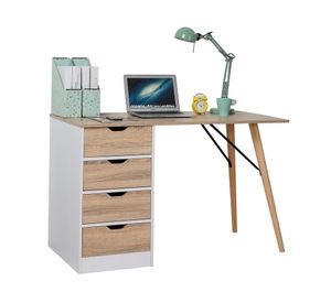 Escritorio 4 cajones Clermont natural/blanco M+Design