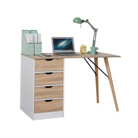 Escritorio 4 cajones Clermont natural/blanco M+Design