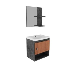 Mueble vanitorio aéreo 45 cm + espejo BN marengo/almendra