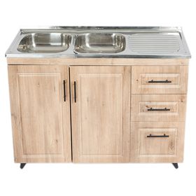 Mueble lavaplatos 50 cm 2 puertas café Domsa