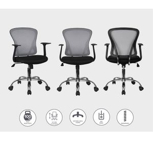 Silla de escritorio gas malla cromada gris/negro M+Design