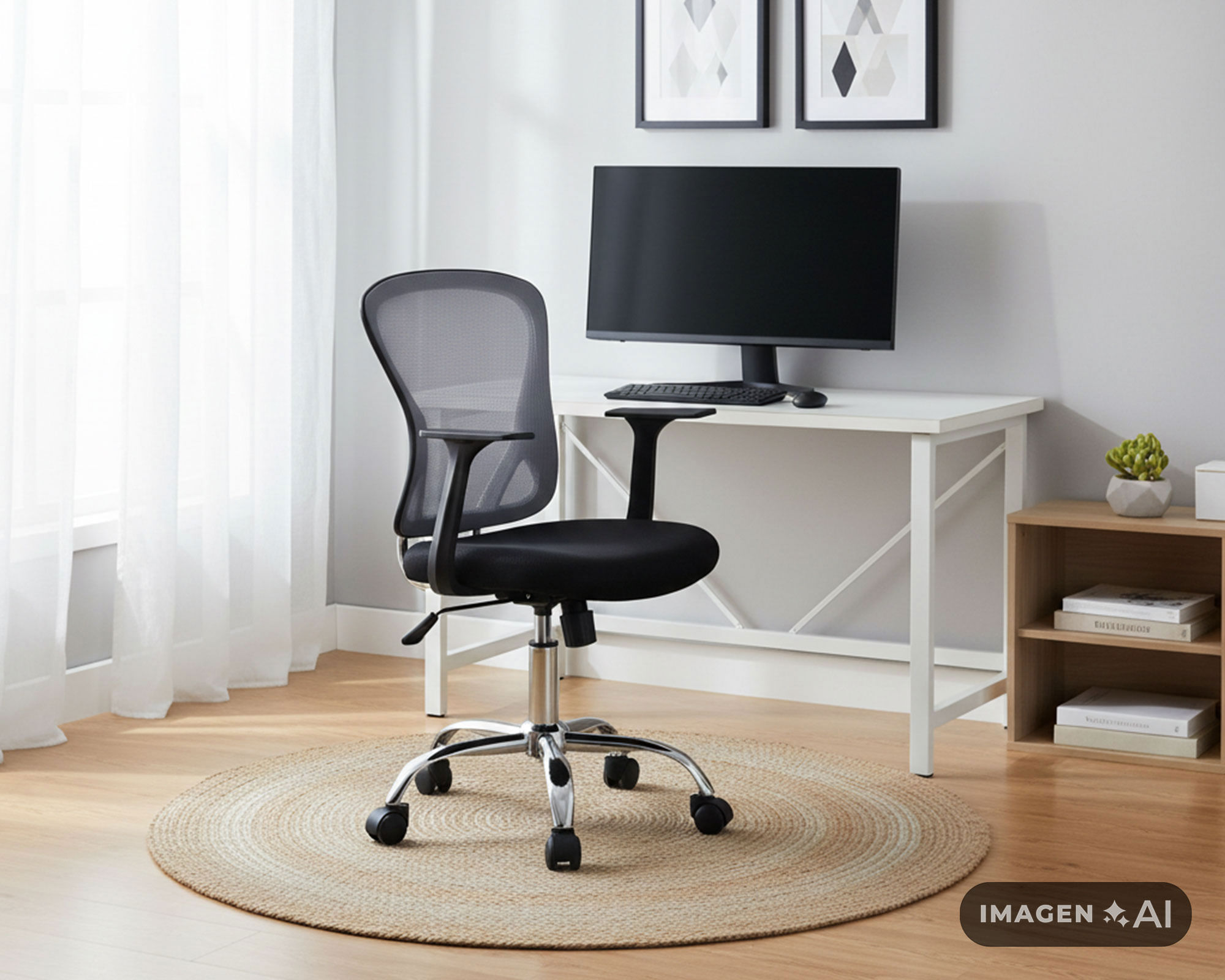 Silla de escritorio gas malla cromada gris/negro M+Design | Easy.cl
