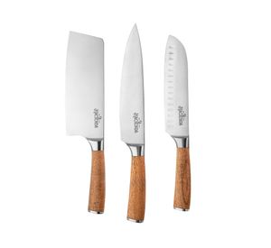 Taco base acacia + 3 cuchillos