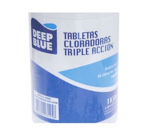 Cloro tableta piscina 1 kg Triple acción Deep Blue