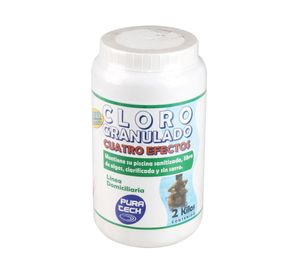 Cloro granulado piscina 2 kg 4 efectos Pura tech