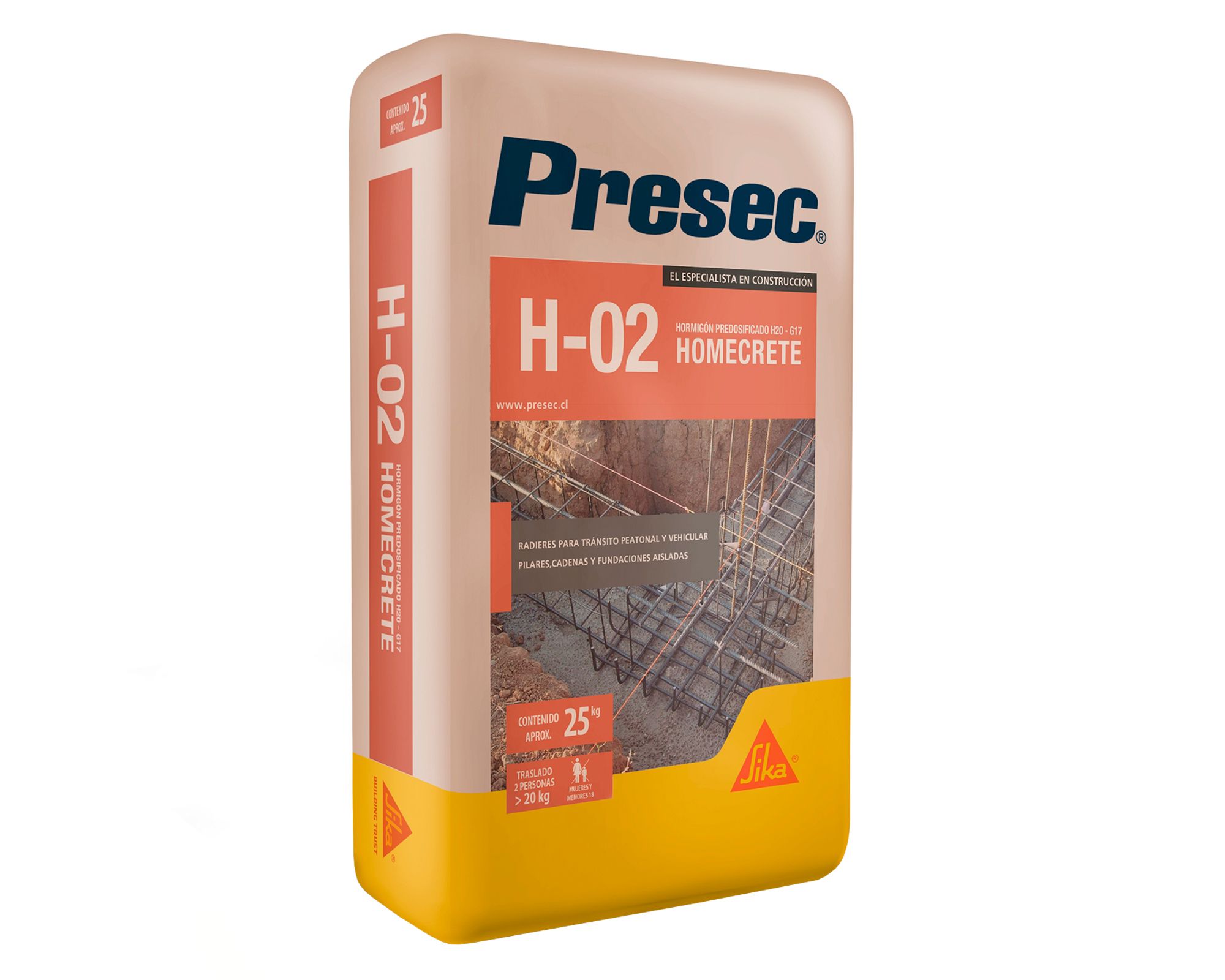 Concreto hormigón 25 kg H20 preparado Presec