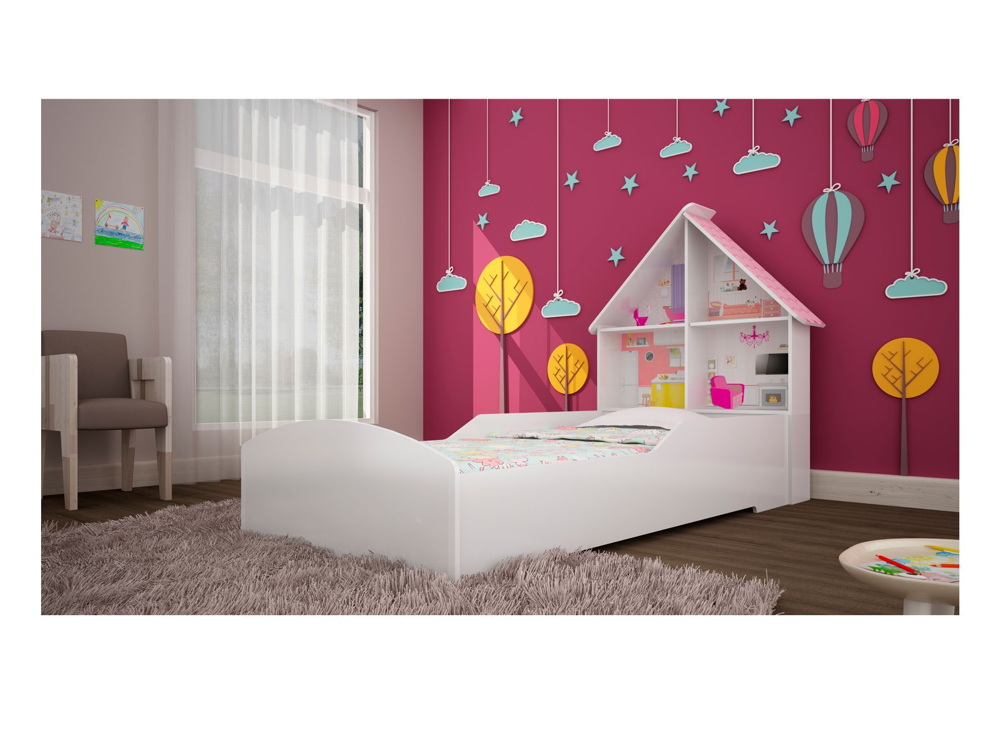 Cama infantil plaza Casita blanca Decocasa