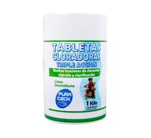 Cloro tableta piscina 1 kg Triple acción Pura tech