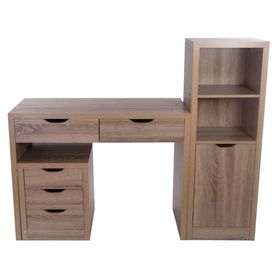 Combo Escritorio 2 cajones + Cajonera + Librero natural