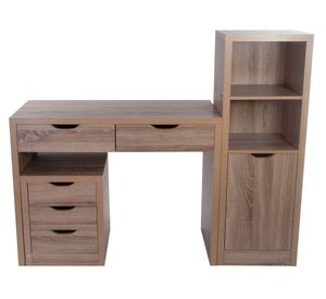 Combo Escritorio 2 cajones + Cajonera + Librero natural