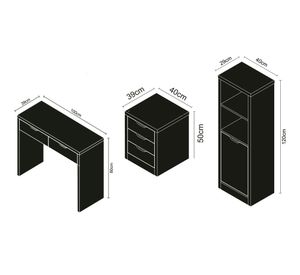 Combo Escritorio 2 cajones + Cajonera + Librero natural