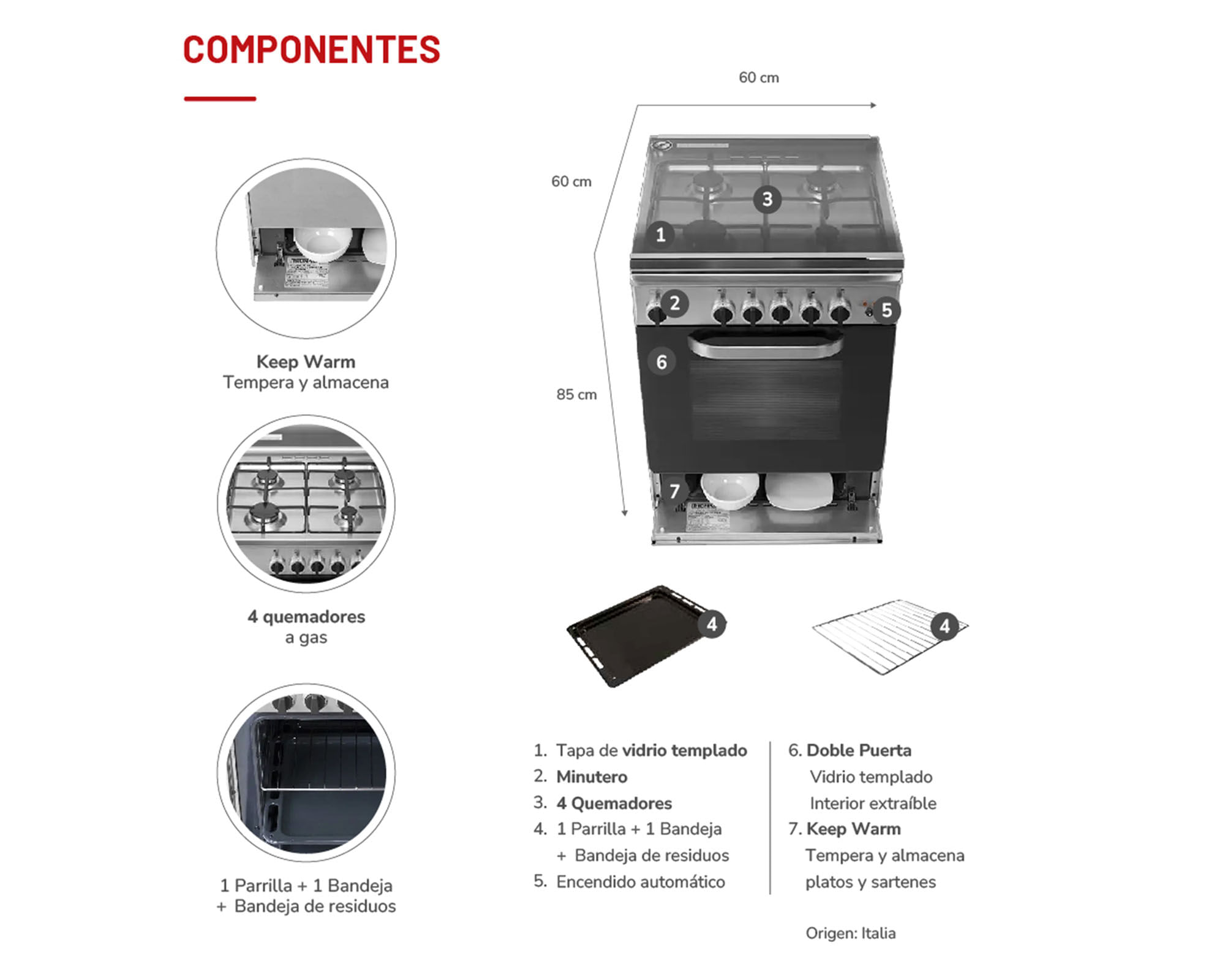 Cocina Gas 4 Quemadores Florencia I Thomas
